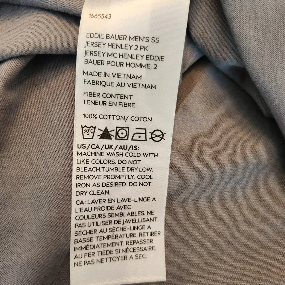 Eddie Bauer Gray Short Sleeve Henley –‎ Men's Small New
